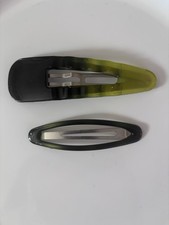 Vintage Set Of 2 Green Ombre Hair Barrettes Japan