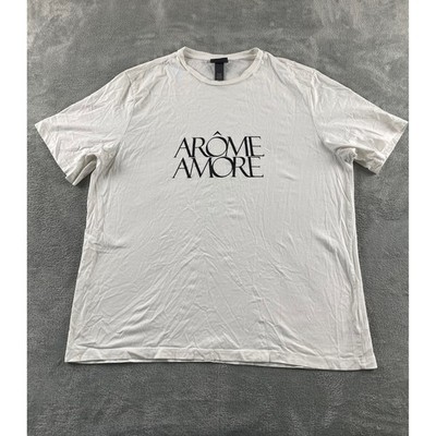 HM Arome Amore Graphic T-Shirt Mens XXL Regular Fit Off White Crew Neck Cotton