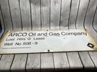 Vintage Porcelain Oil Field Sign - Arco Oil & Gas Co, Emma Cowden Well #508-9
