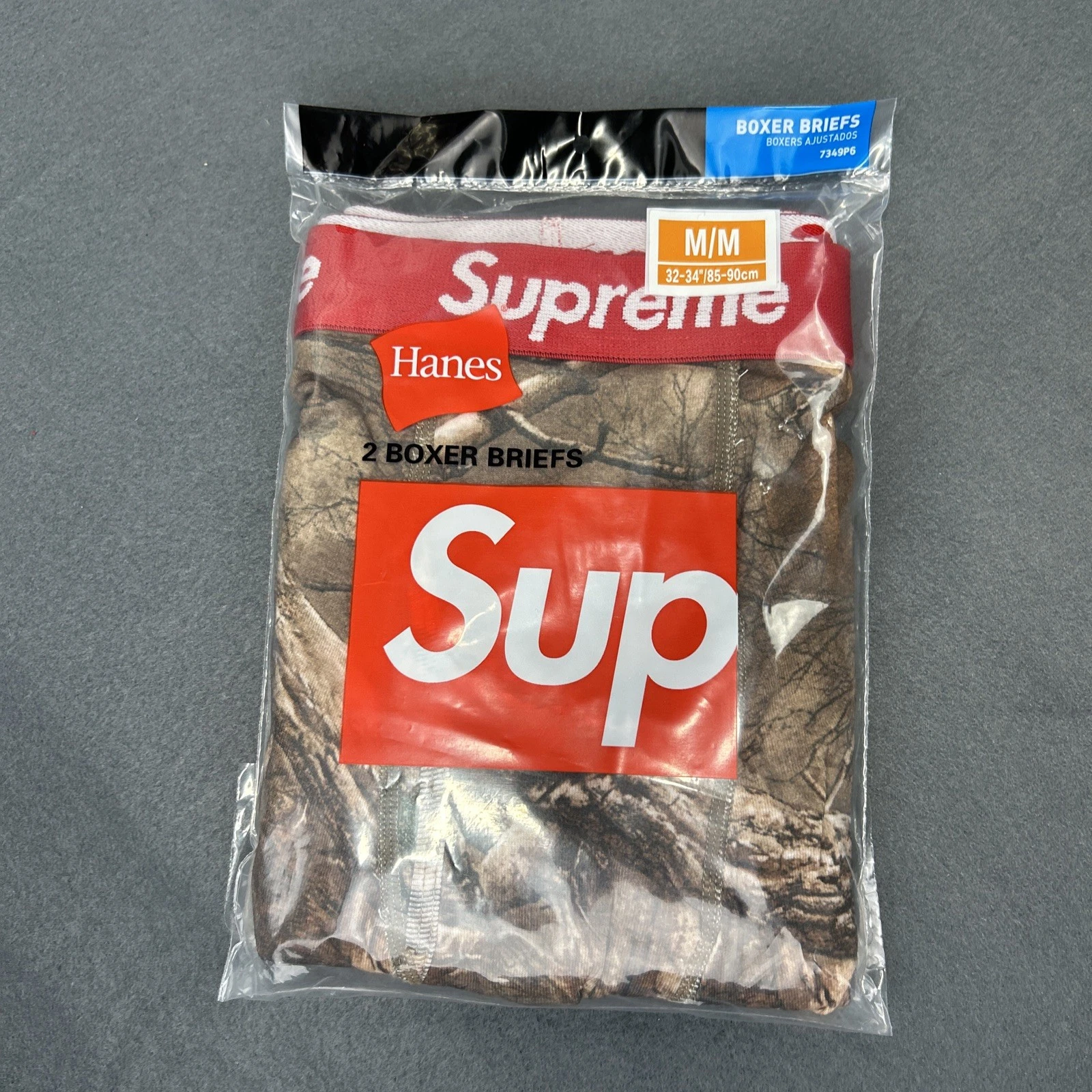 Lot de 2 boxers Supreme véritable arbre camouflage Hanes slip créateur décontracté neuf authentique