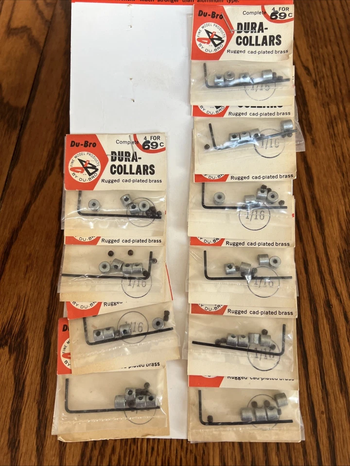 DU-BRO - NEW 1/16" Cad-Plated Brass DURA-COLLARS DC116 (40pcs) RC Planes NOS - Image 3 of 4