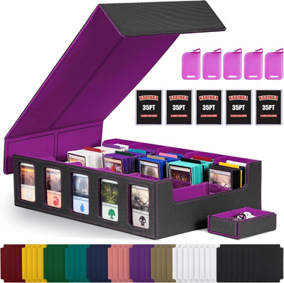 Trading Card Storage Box with Commander Display , 5-Row Deck Case