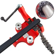 Screw Bench Chain Vise - 1/8 to 5-Inch Pipe Capacity, Heavy Duty Crank Handle