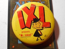 AD0048: IXL presents Mr. Icksel litho pinback button 2.25" litho