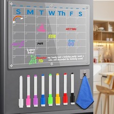 Fridge Calendar 15"X11", Magnetic Calendar for Refrigerator, Acrylic Whiteboard