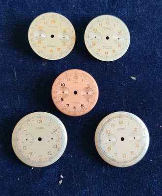 Konvolut 5 Zifferblätter Uhr Chronograph Vintage Swiss Watch Dials STIMA TELDA ADO
