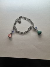 Silver Disney Princess Charm Bracelet With Aurora And Cinderella  