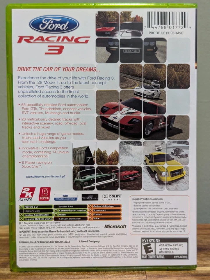 Ford Racing 3 (Microsoft Xbox, 2005) CIB Complete - Tested - Near Mint Disc! - Image 3 of 4