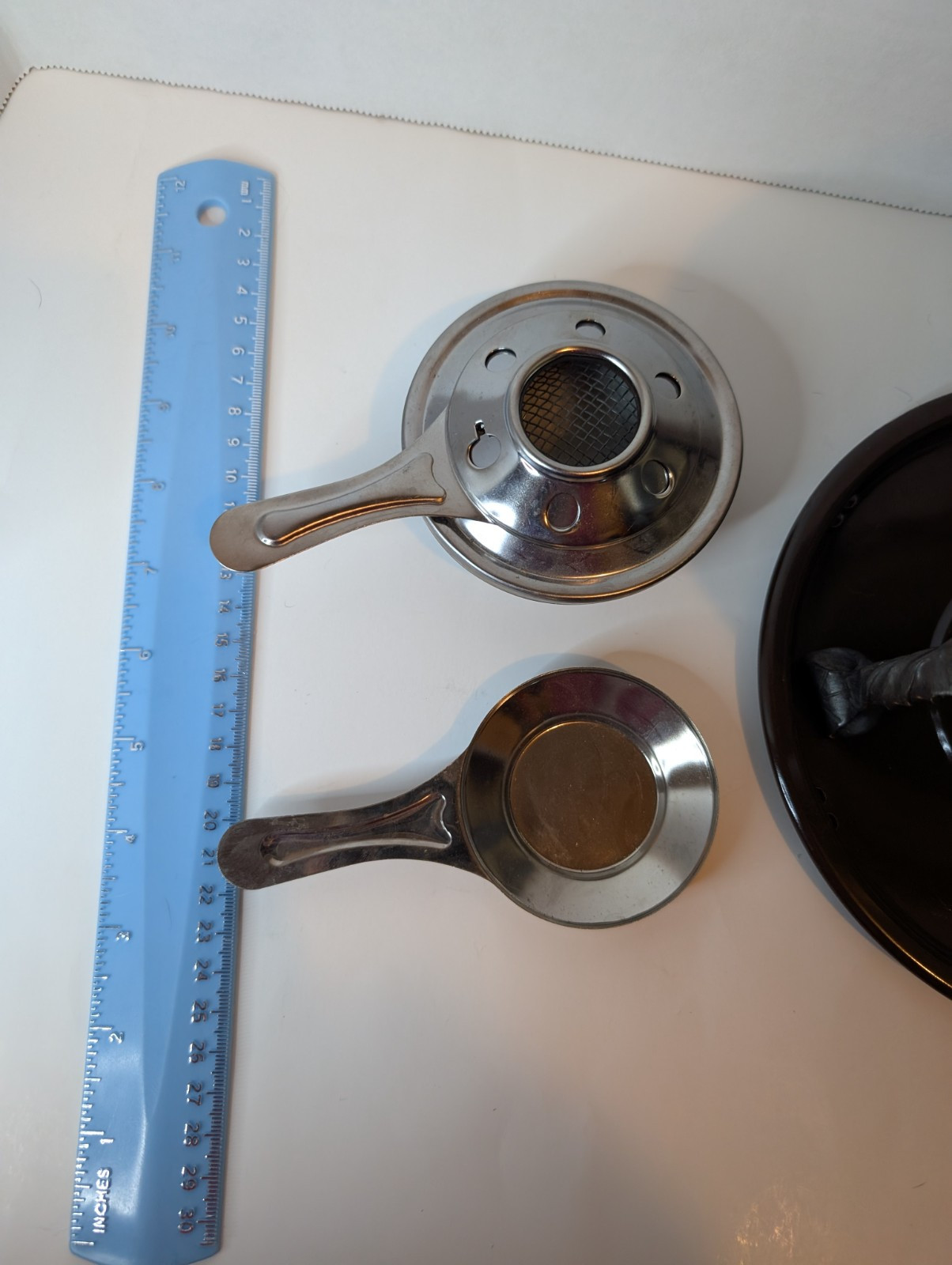  Fondue Cream Enamel Pot W/ Accessories 5 Forks Tray Vintage Kitchen  Decor 