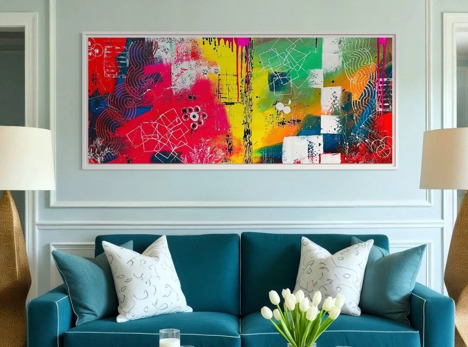 Large Modern Abstract Painting Original Art Canvas 50x120cm Ready to hang - Bild 2 von 4