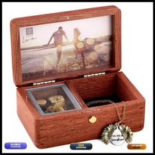 SOFTALK Vintage Musical Box Rosewood Customizable Photos Case I Will Always