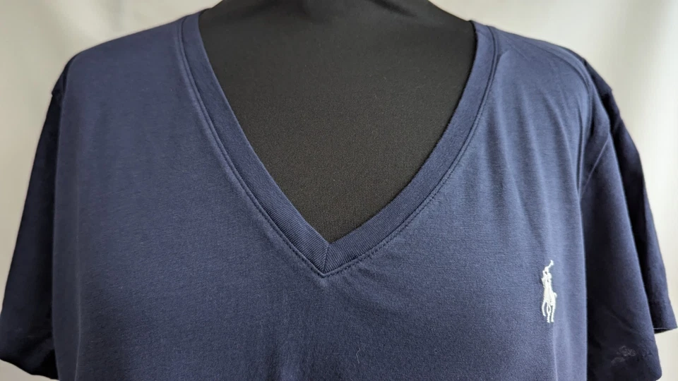 Polo Ralph Lauren Navy V Neck Short Sleeve Cotton Womens T-Shirt Size XL - Image 2 of 4
