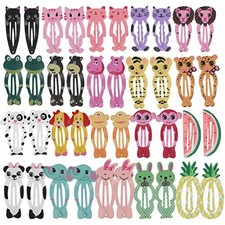 40 Pack 2" Metal Snap Hair Clips Non Slip Barrettes Pins Animal Fruit 40PCS S1