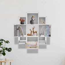 Wall Mounted Display Bookcase Book Shelf Home Decor Storage Rack Shelving Unit