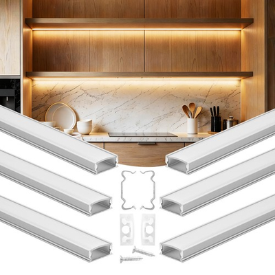 #ad VEVOR 6 Pack 3.3 ft 1M U Shape LED Aluminum Channel Milky Cover for LED Strip $22.90