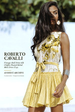 Roberto Cavalli Vintage Shell Print Silk Chiffon Pleated Belted Mini Dress IT42