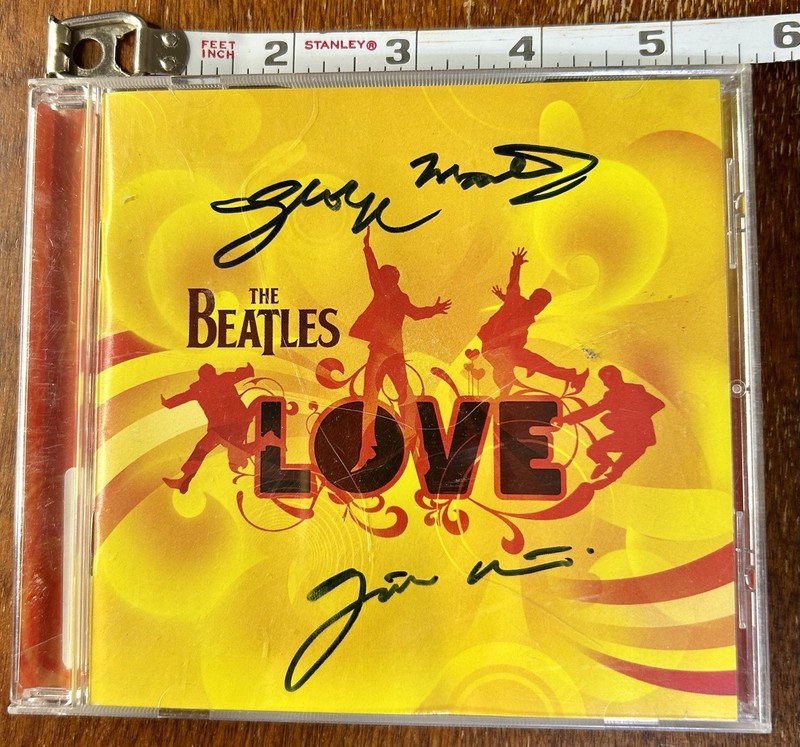 Beatles Love CD Signed By Sir George Martin And Giles Martin Autograph Cirque LV
