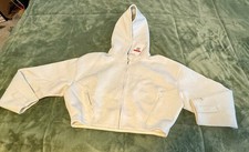 New w/tag Nike Cream Cropped Crop Logo Hoodie Sweatshirt Womens size Large L