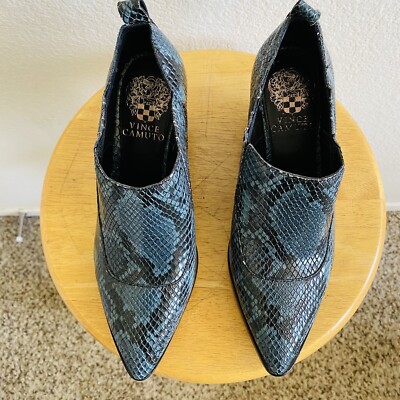 Bottines Vince Bleu Marine Effet Crocodile - Taille 8 US, Neuf Avec Défauts