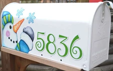 Mailbox Magnet (Partial Cover) Snowman with Address Numbers Snowflakes Mail Box
