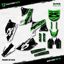 White Green Slick Racing Graphics Kit fits 09-12 Kawasaki Kxf250 Sticker Kxf 250