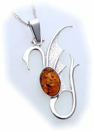Colgante Auténtica Ámbar Cisne Plata Genuina 925 Plata Esterilina Unisex - Imagen 1 de 1