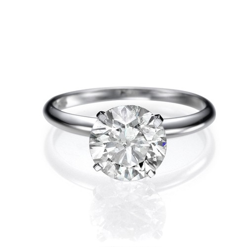 Bague Fiançailles Solitaire Moissanite 2 Ct F/VVS1 - Or Blanc 14k, Taille Personnalisable