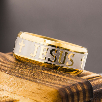 8mm Jesus Cross Prayer Ring Titanium Stainless Steel Men Women's Band ...