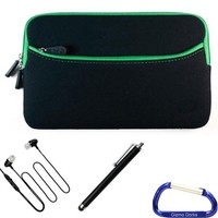 Cover Case, Stylus, Headphones Coby Kyros Internet 7 Tablet - Black Green Trim Cover Case, Stylus, Headphones Coby Kyros Internet 7 Tablet - Black Green Trim