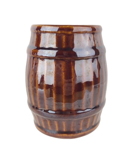 Vintage Morton Barrel Stein Mug Cup 5" Rich Deep Brown Glaze - Picture 3 of 5