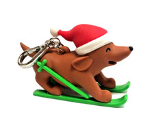 Bath Body Works PocketBac SKIING DOG Hand Sanitizer Holder Dachshund Free Ship