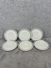 Set Of 6 Steelite International England 4.5" Saucer Plates White & Silver Bands