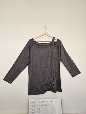 ladies tops size 16-18 longsleeve grey top quality fashion shoulder strap 