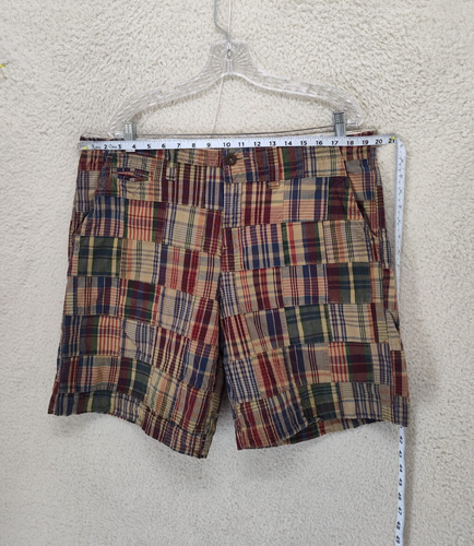 Merona Men Short 38W Red Plaid 100% Cotton Straight Regular Fit Flat Front Chino - Picture 6 of 20