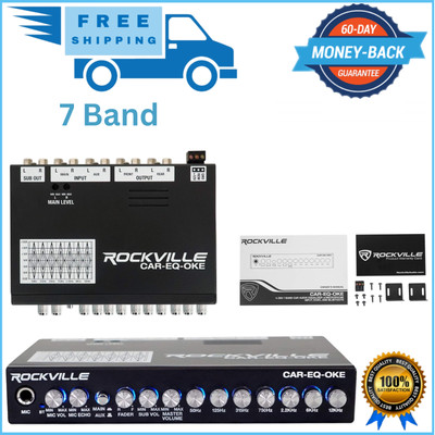 Car-Eq-Oke Car Audio 7 Band Equalizer W Bluetooth + Mic Input Karaoke