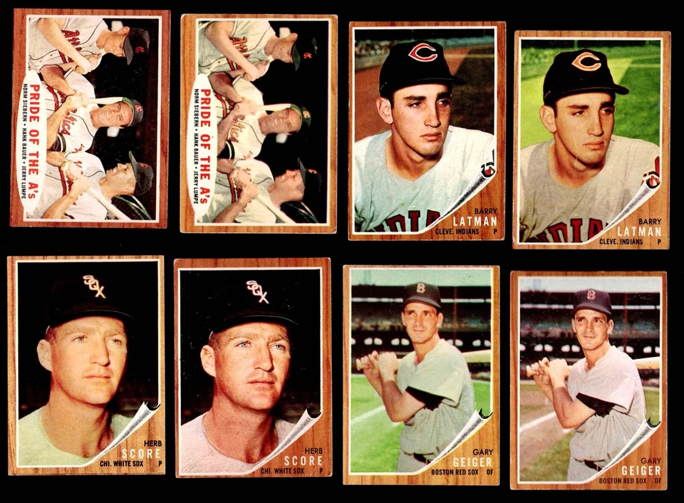 GREEN TINT Set LotT 2: 1962 Topps Both Variations A & B  CERV BAUER CUNNINGHAM++ - Image 2 of 4