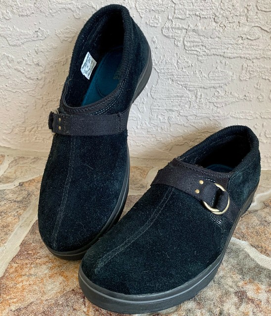 keds black suede slip on