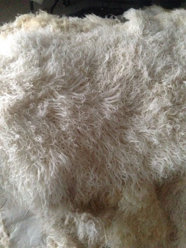 White REAL FUR BLANKET THROW MONGOLIAN SHEEPSKIN TIBETAN LAMBSKIN THE BLOCK - Picture 7 of 8