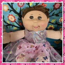 Stunning Cabbage Patch Kids JAKKS Girl Doll Brown Hair Brown Eyes Pink Dress