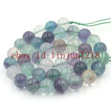 Natural 4/6/8/10/12mm Multicolor Fluorite Round Gemstone Loose Beads 15'' AAA