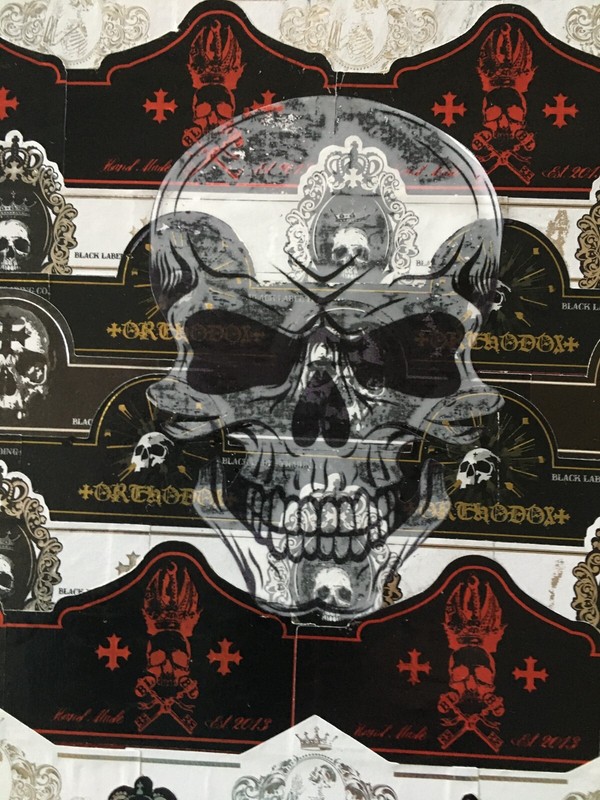 Black Label Trading -skulls-custom cigar band art-CIGart by T - 7 1/4" x 10 1/2"
