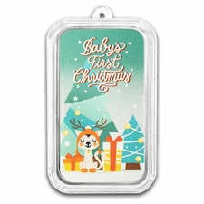 2025 1 oz Silver Colorized Bar - Baby's First Christmas