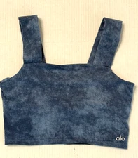 Alo Yoga Binded Wide Strap Crop Tank Blue size S w/shelf bra great!
