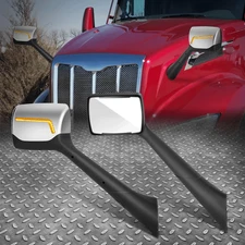 Sequential Check Mark Signal Side View Hood Mirrors For 22-25 Peterbilt 579
