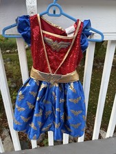 Wonder Woman Kids Costume Dress with Cape, Headband Small