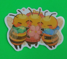 Cozy Bumblebees Sharing A Flower Sticker 2.18