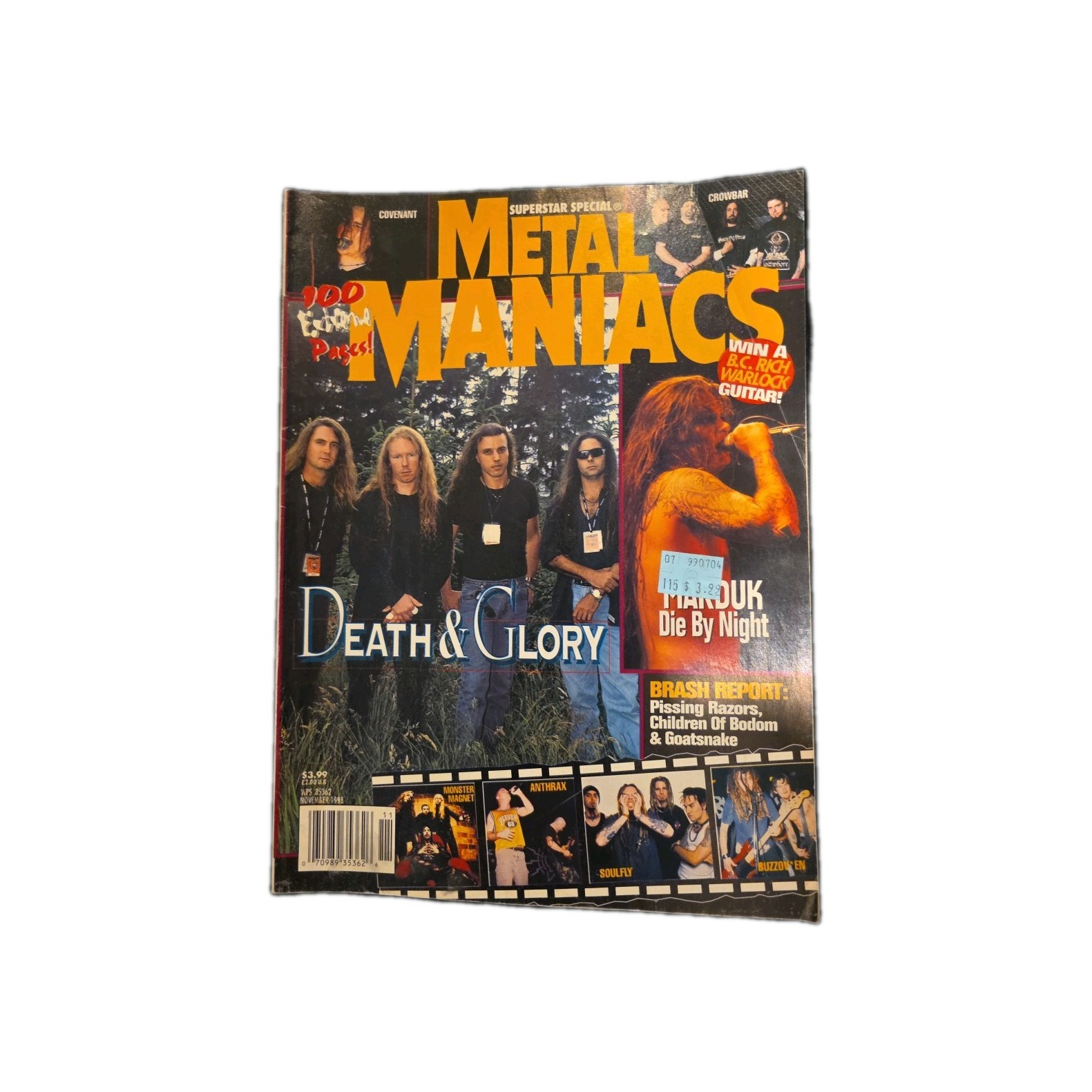 Metal Maniacs Nov 1998 Covenant Crowbar Marduk Death & Glory Anthrax Soulfly