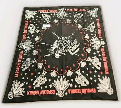 Espolon Tequila Handkerchief/Bandana Skeleton/Red Letters 21'' x 21'' New Unused 