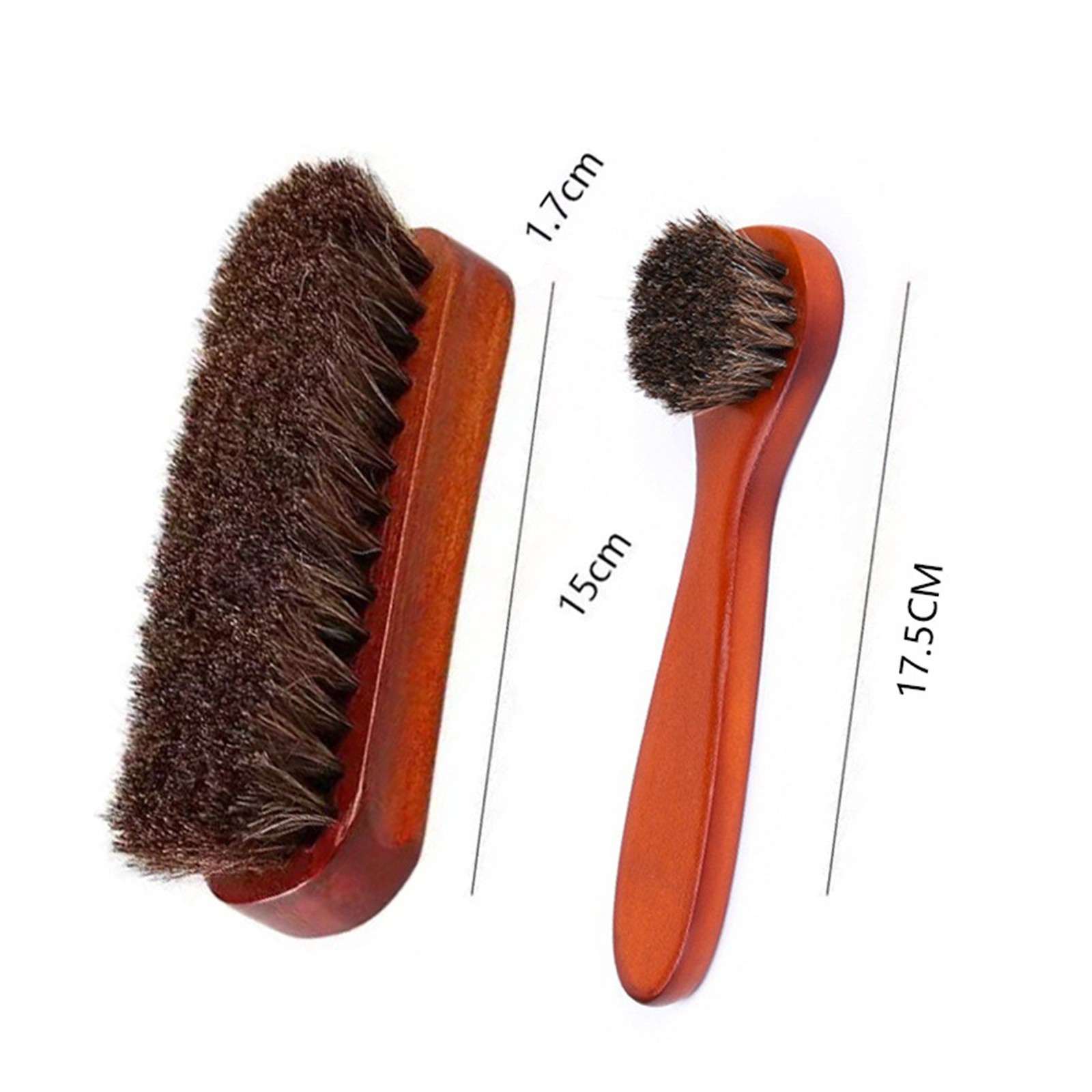 2 Pcs Horsehair Shoe Brown Brush Wood Handle Leather Boots Daubers Applicators