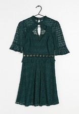 River island green teal party dress Diamond front lace  gold detail size 12